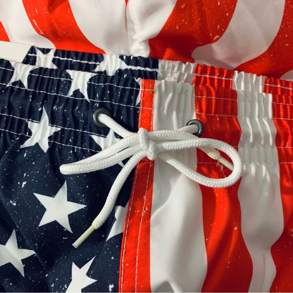 USA Flag Swim Trunks Men’s Medium Patriotic 4th Of July Beach Shorts NWT - Picture 6 of 14